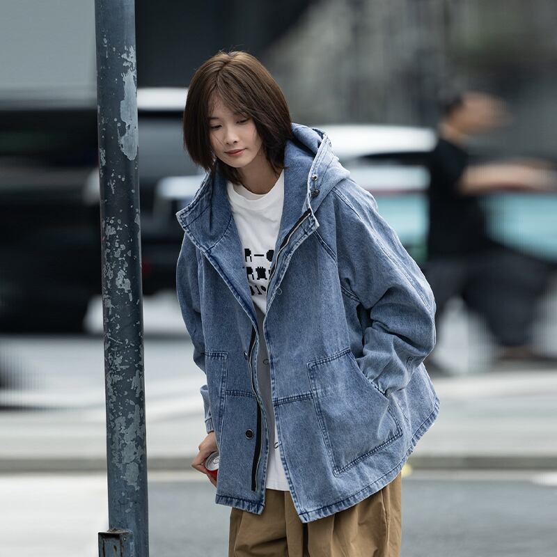 SYR薄花色フード付きデニムジャケット | mblueshop