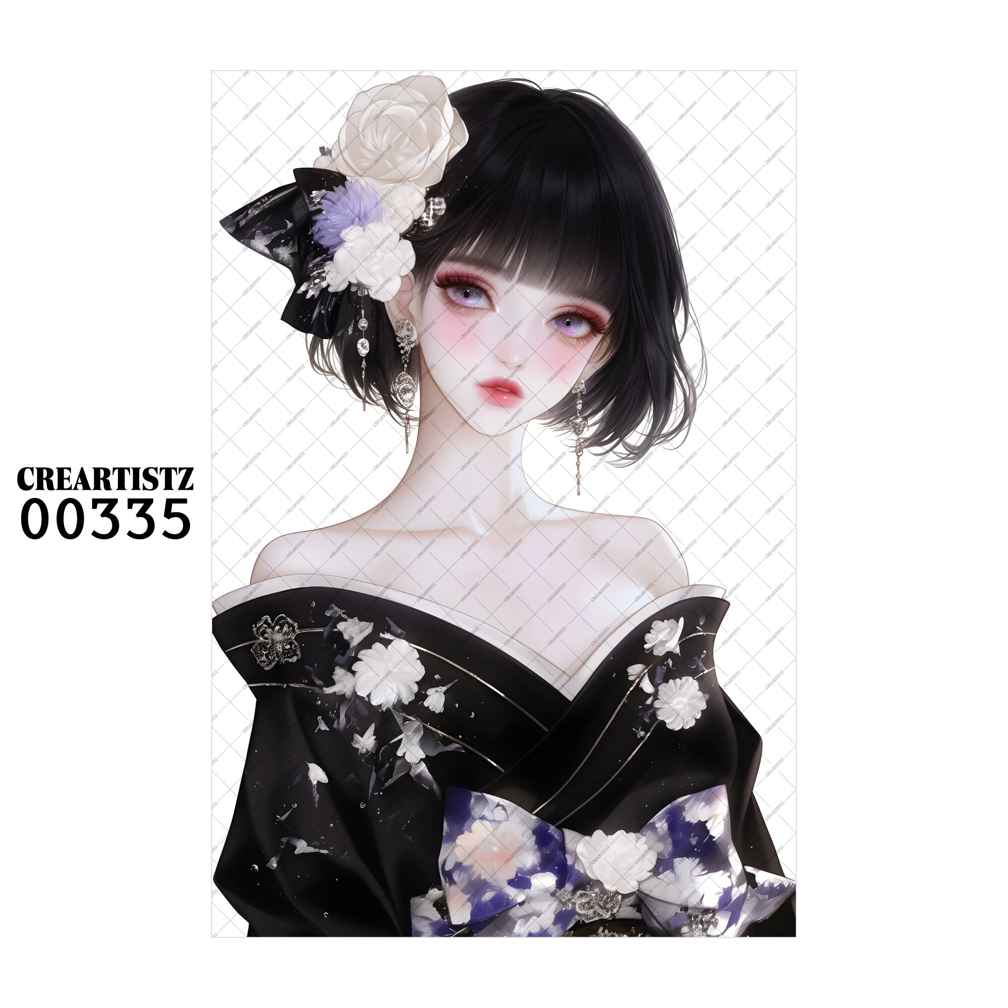 00335 ガール キュート オリジナル ペーパー/ステッカー 4枚セット CREARTISTZ