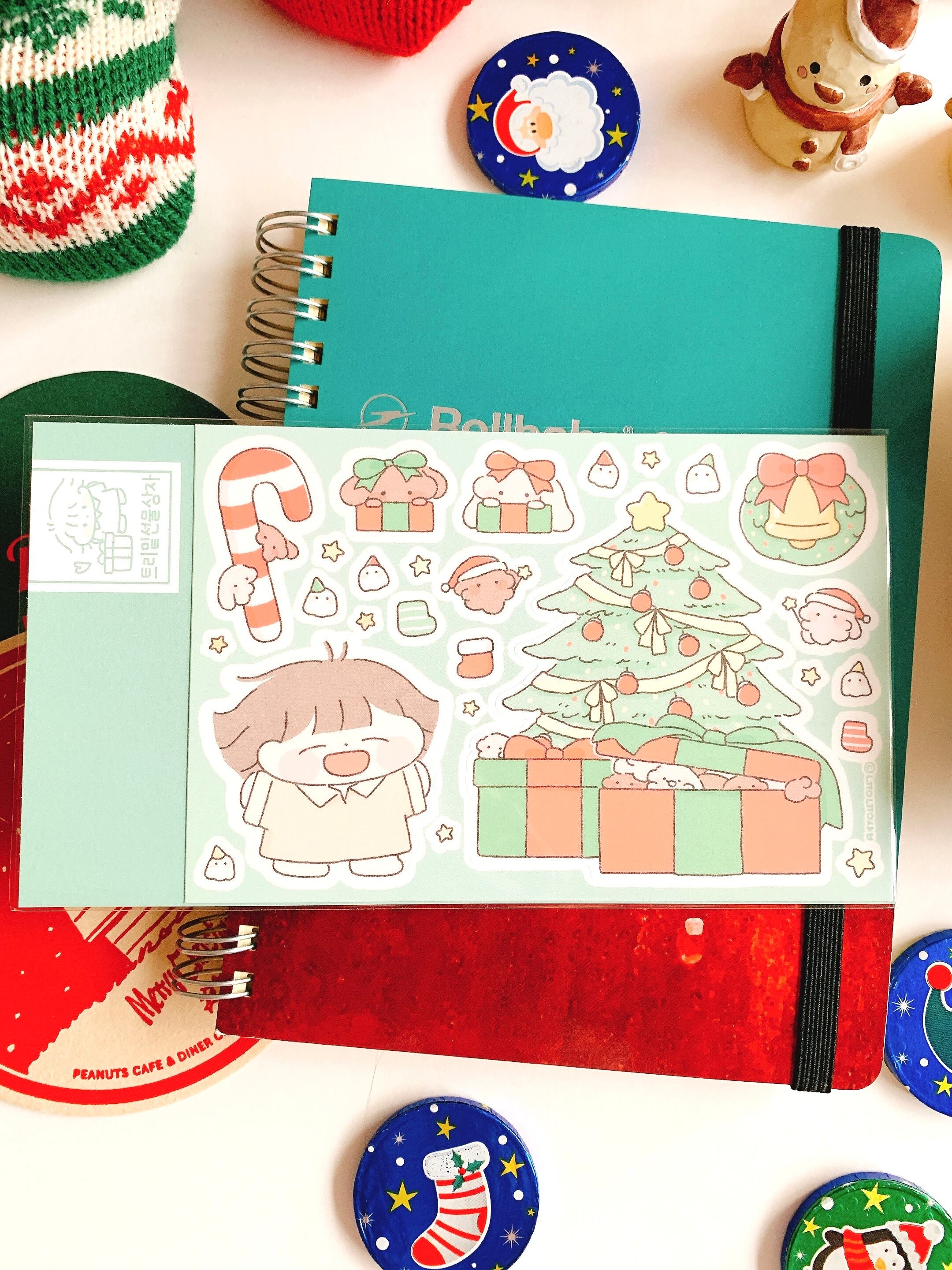 韓国作家、韓国シール【ニュンニュンショップ】ツリー下のプレゼント