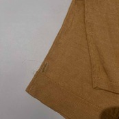 Mademoiselle NON NON リネン100% ロゴ刺繍 七分袖 ニット パーカー 38/M/オレンジベージュ