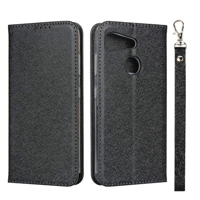 Pelanty for KYOCERA GRATINA KYV48 ケース手帳型 for Android One S6 財布型カバー PUレザー 薄型 ストラップ付き ベルトなし カード収納 マグネット式 スタンド機能 for 京セラ GRATINA KYV48 携帯カバー 滑り止め 全面保護 耐衝撃 軽量 (ブラック)