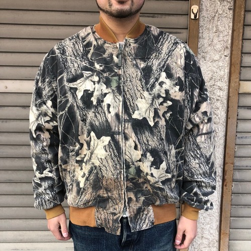 90s USA製 Gunflint ツリーカモ ボンバージャケット ヴィンテージ XL カモフラ迷彩 ミリタリー ジップアップ プレデター ハンティング