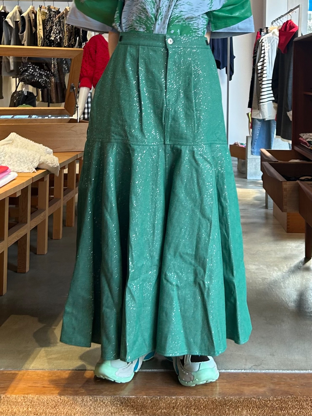 【25SS】NONTOKYO ノントーキョー / LAME DENIM FLARE SKIRT / ラメデニムフレア スカート - 1