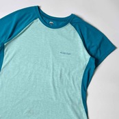 mont-bell モンベル ウイックロン ラグラン 半袖 Tシャツ M/ブルー×水色 レディース #1104563