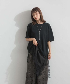 2605142 レースヘムレイヤードカットソー black