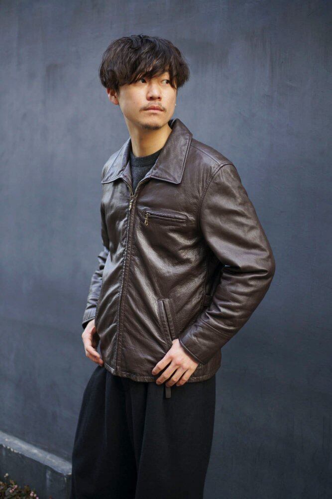 ST.JOHNS BAY] Single Zip-up Leather Jacket [1990s] Vintage Single
