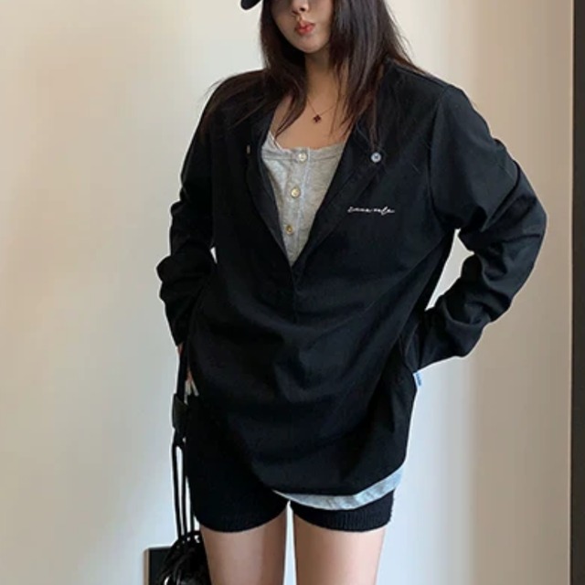 double-neck layered long tee　ダブルネックレイヤードロングティー　J2143