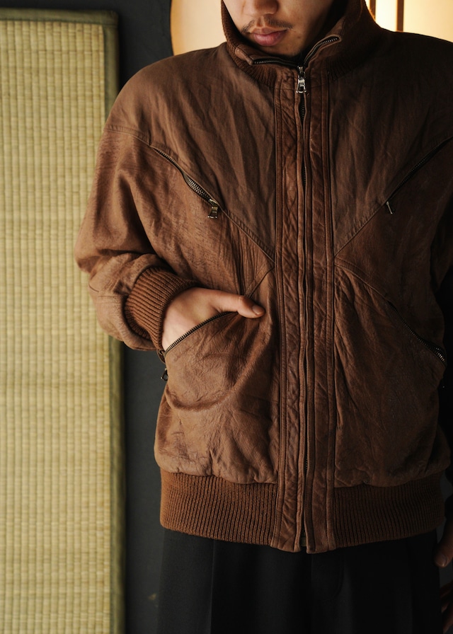 70’s-80’s RUFFO mulch zip stand collar leather jacket
