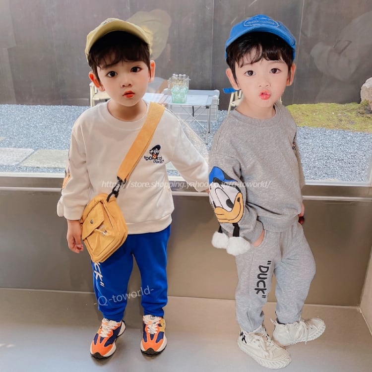 80 130 セットアップ 2点セット スウェット キャラクター 男の子 子供服 人気 韓国版 可愛い Q Toworld キュートワールド 子供服