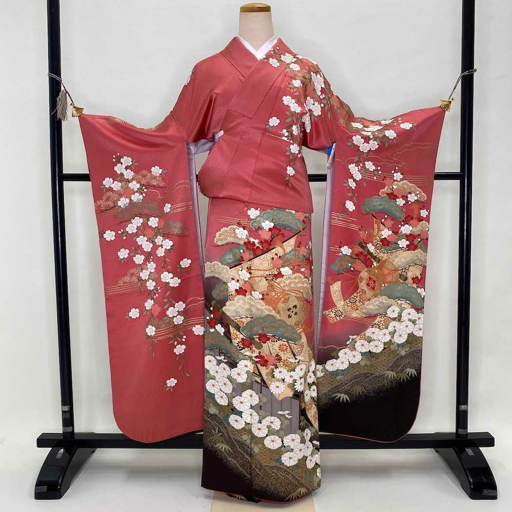 振袖 身丈163.5cm 裄丈67cm M 袷 山口千夜子 やまと 落款 チューリップ  