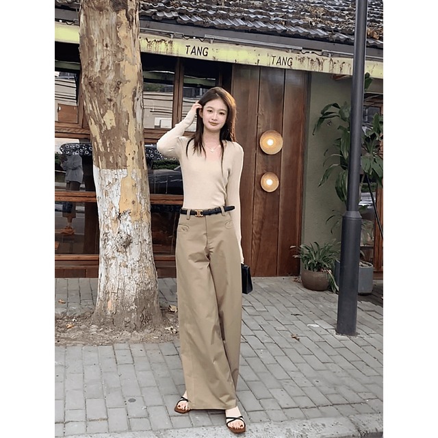 【パンツ】 チノパン レディース きれいめ おしゃれ ワイド ストレート ボトムス 春 夏 秋 冬 20代 30代 40代 パンツ カジュアル 可愛い カーキ XS S M L XL