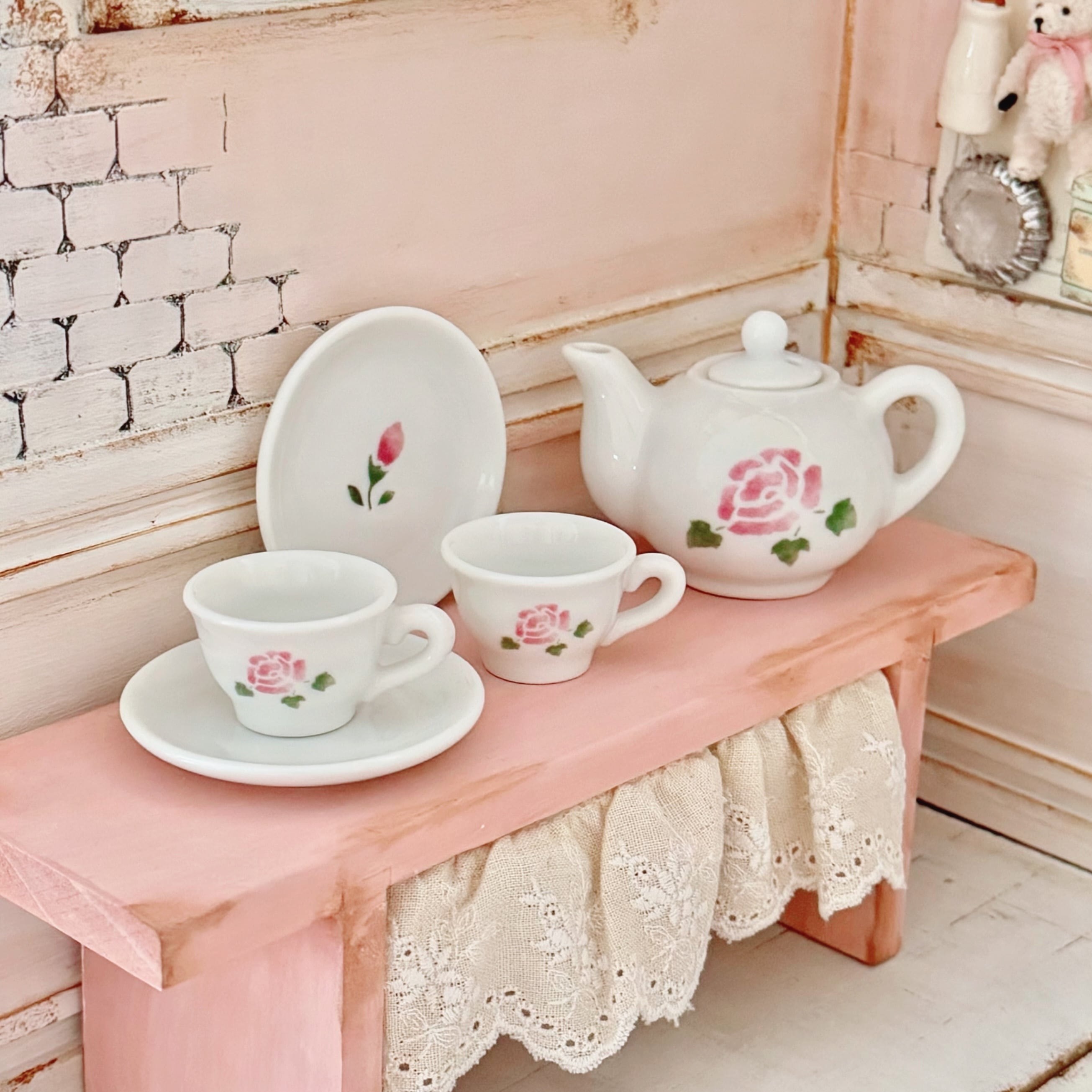 マニー 陶器ディスペンサー Sサイズ ローズ柄 | pear cat 村の小さな