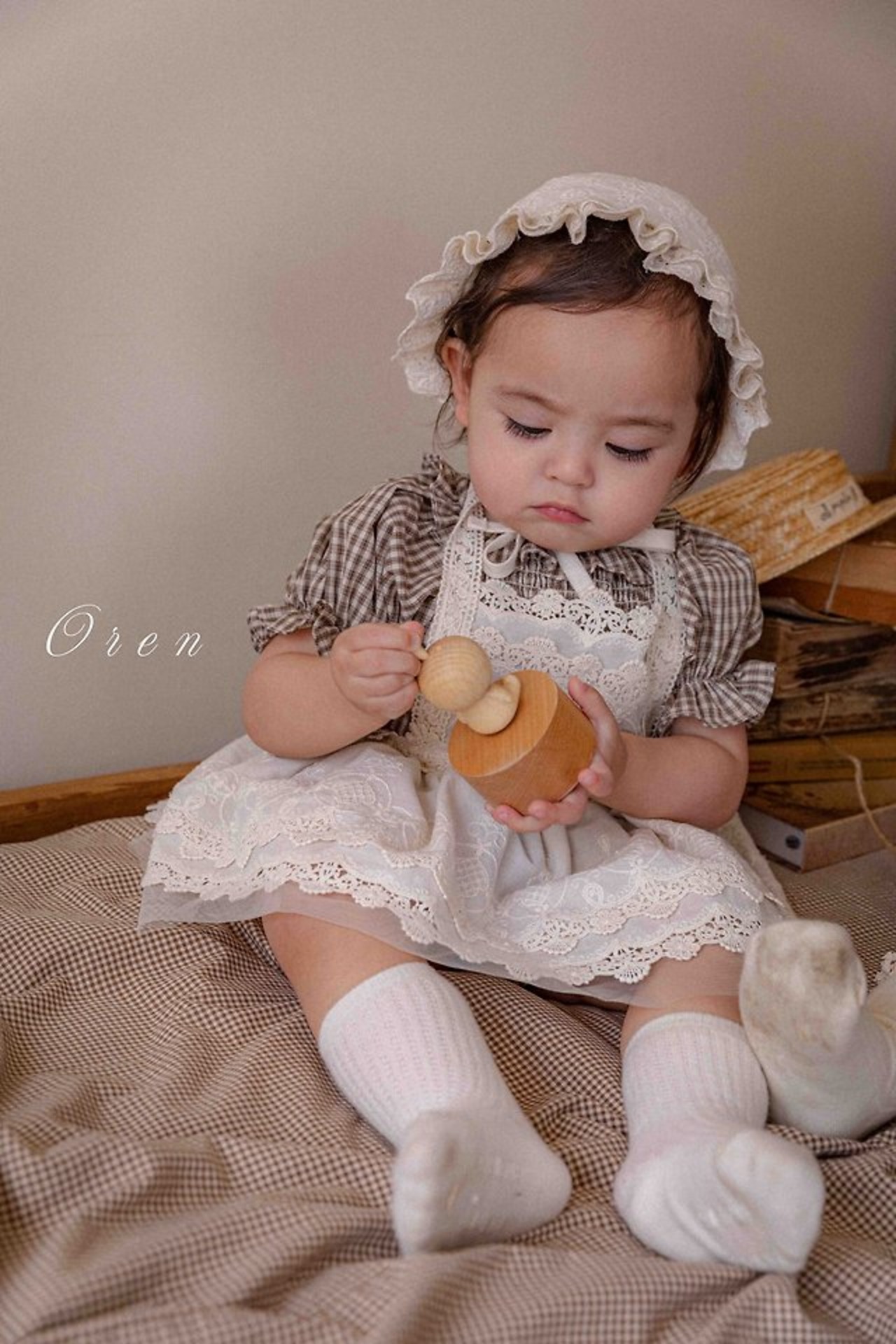 [Oren] French Check Smoking Bodysuit / [오렌] 프렌치체크스모킹슈트