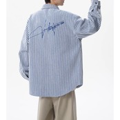 オープンカラー ストライプシャツ af0479