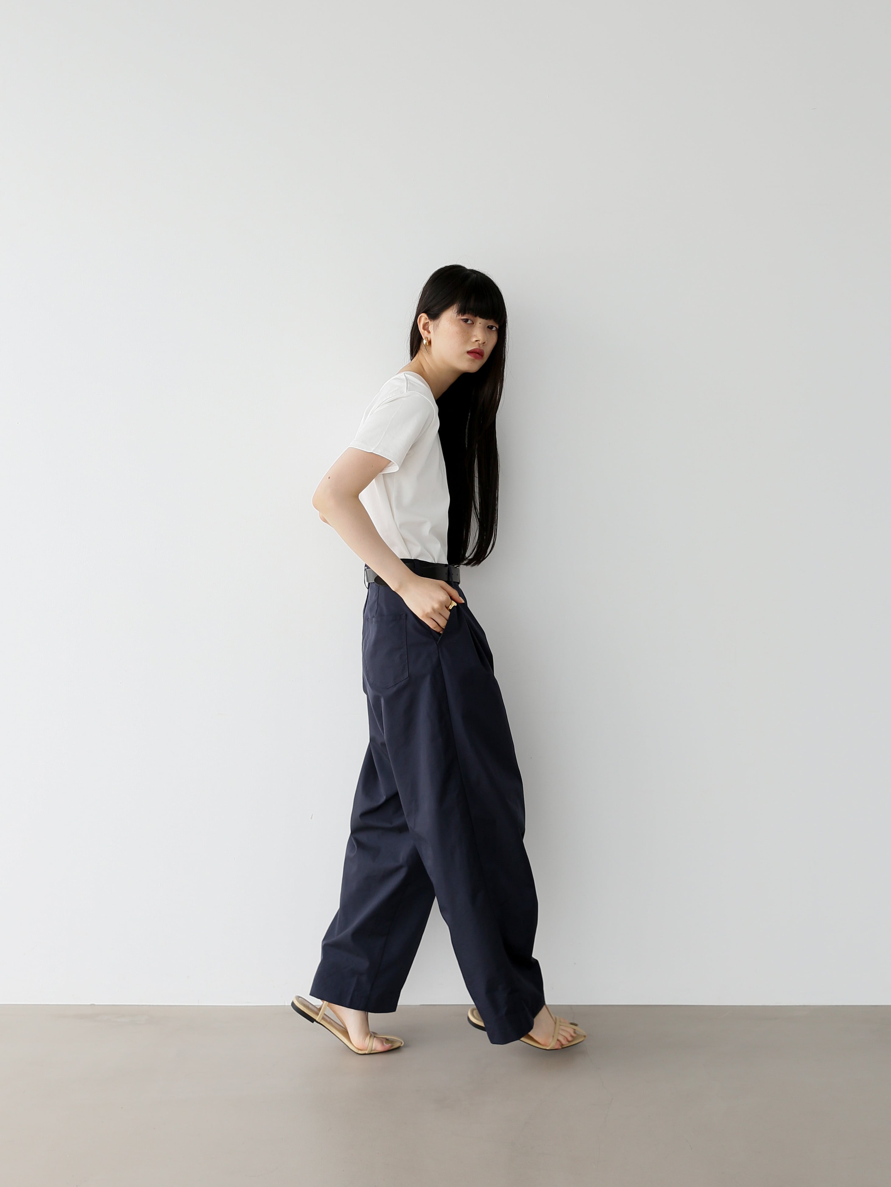 chambray tuck slacks（navy） | Cara by Katrin TOKYO