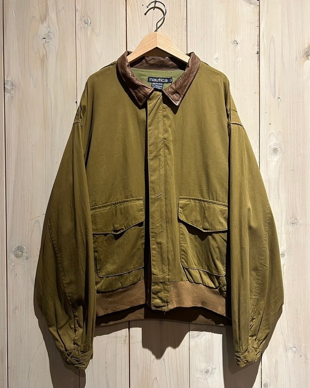 【a.k.a.C.a.k.a vintage】"NAUTICA" Leather Switching Loose A-2 Type Jacket