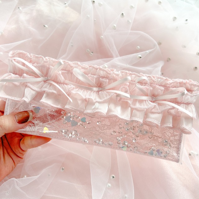 リボンフリルペンケース（ピンク）