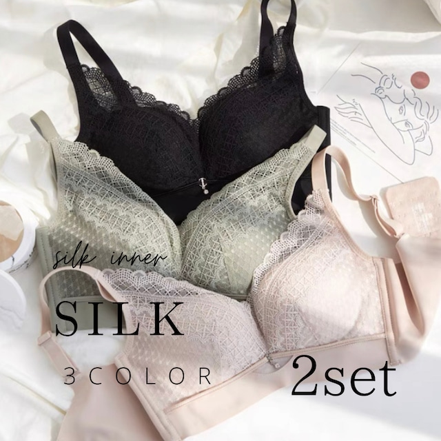 【2点以上購入特別価格】【silk】【4size/ 3color】lace desigh brassiere s183