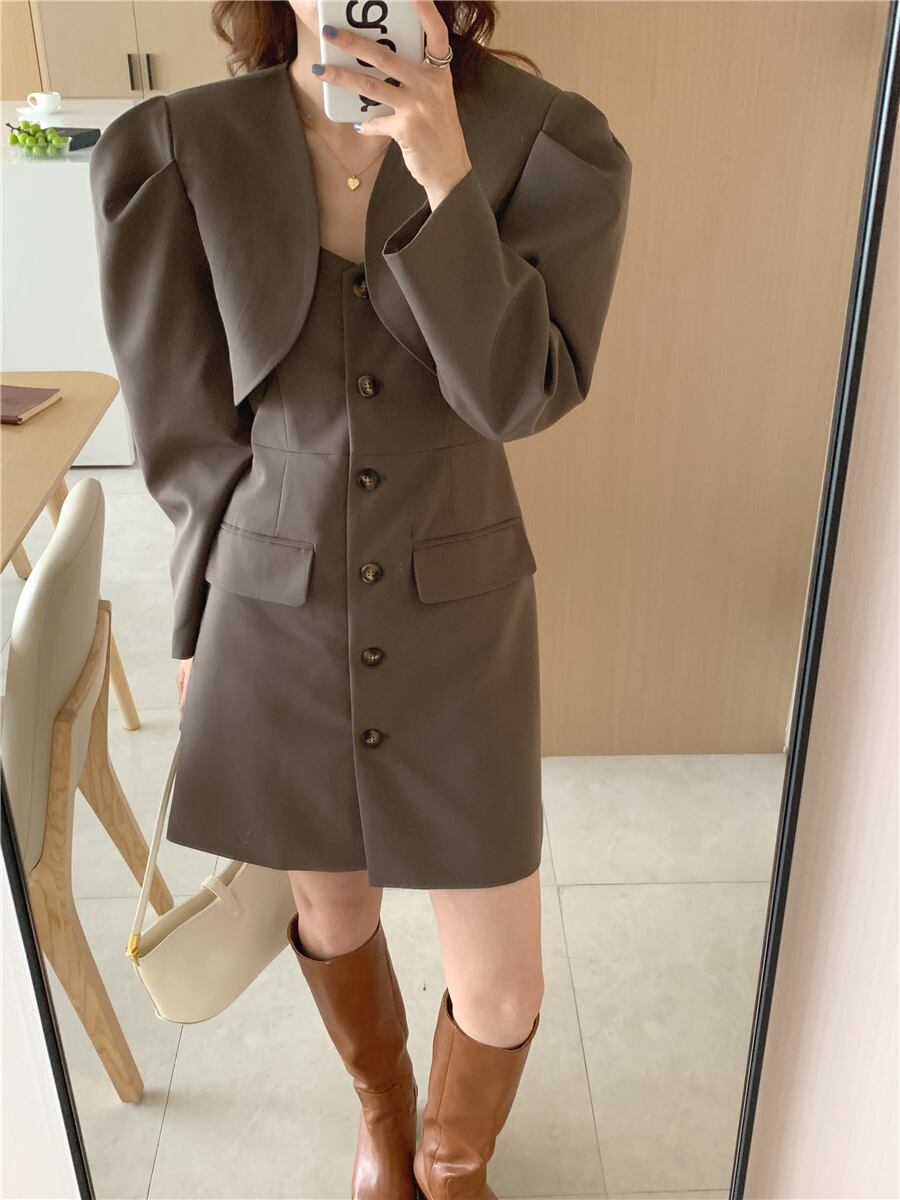 ジャケット スカート オータムショート長袖スリーブセット ロング 秋物 ビッグFスモールZ韓国98557119783