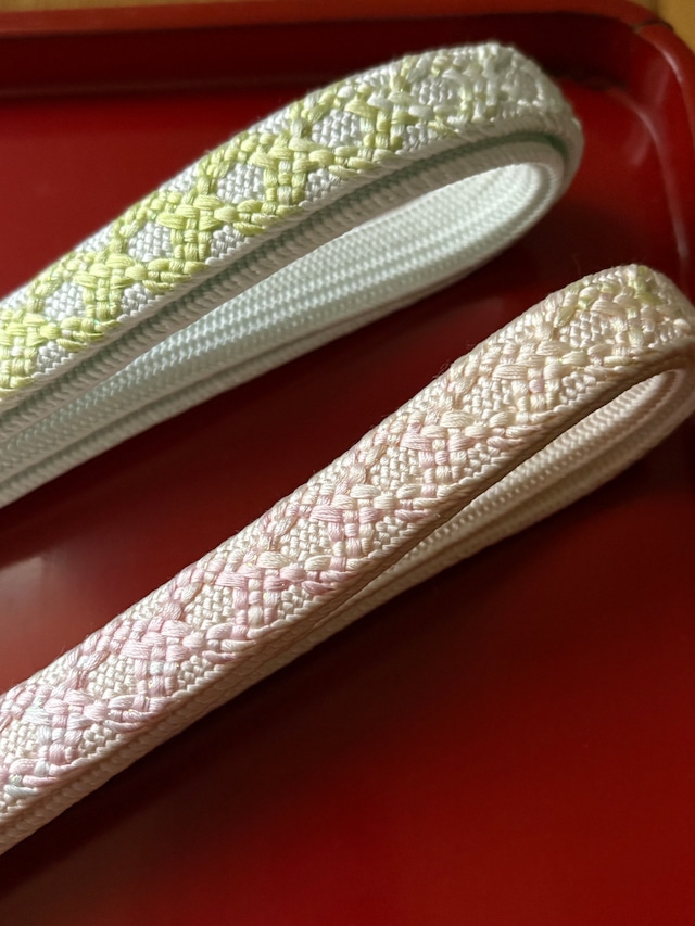 帯締め｜和小物さくら 綾竹台組　白・月白