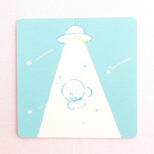 スクエアポストカード　おもちとUFO
