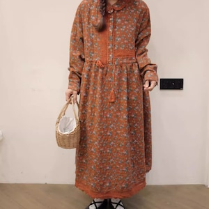 6色/レース貼り小花柄ワンピース ・8964 6色/レース貼り小花柄ワンピース ・8964