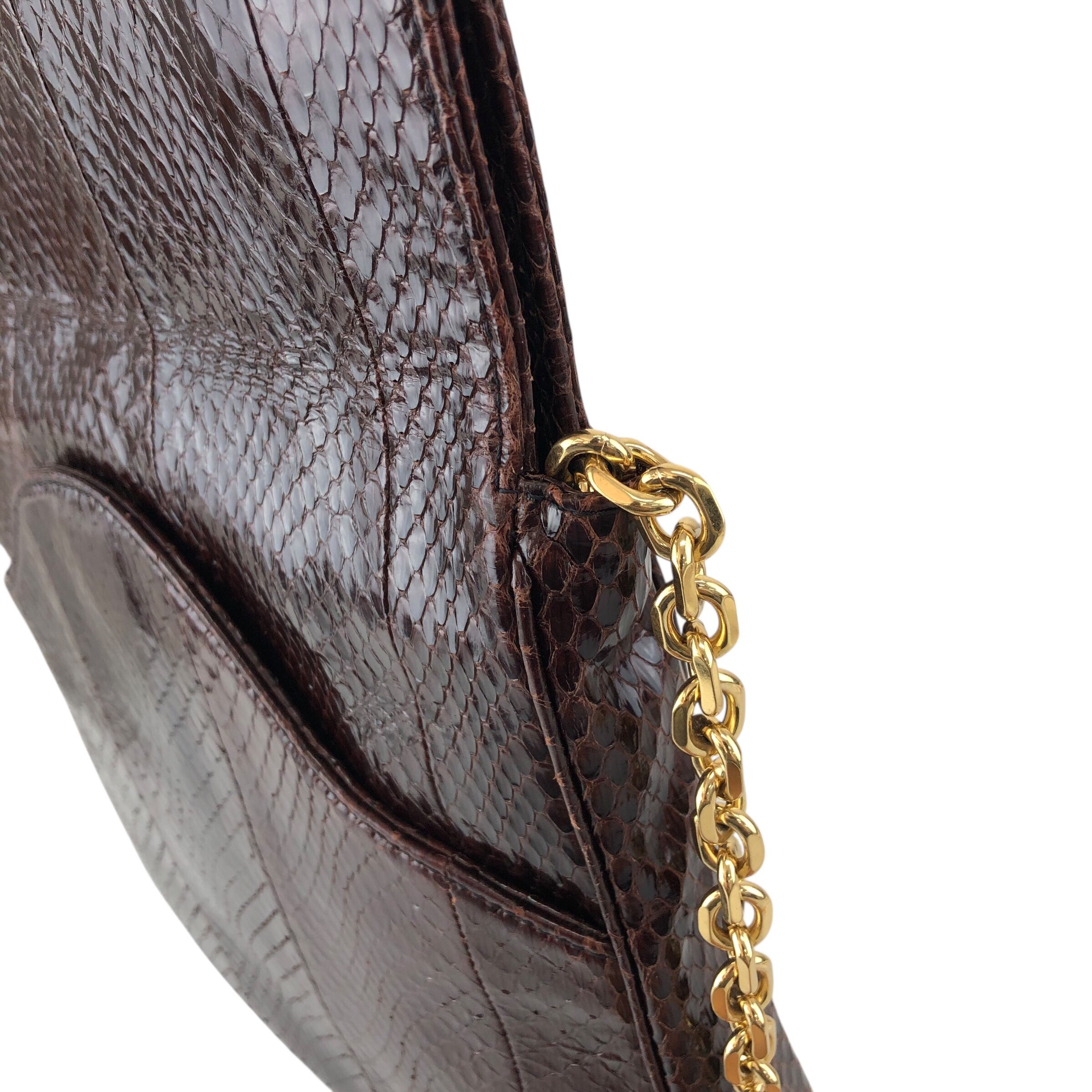 レア！ セリーヌ CELINE ハンドバッグ パイソン型押し ブラウン CELINE セリーヌ ハンドバッグ ブラウン レザー パイソン型押し