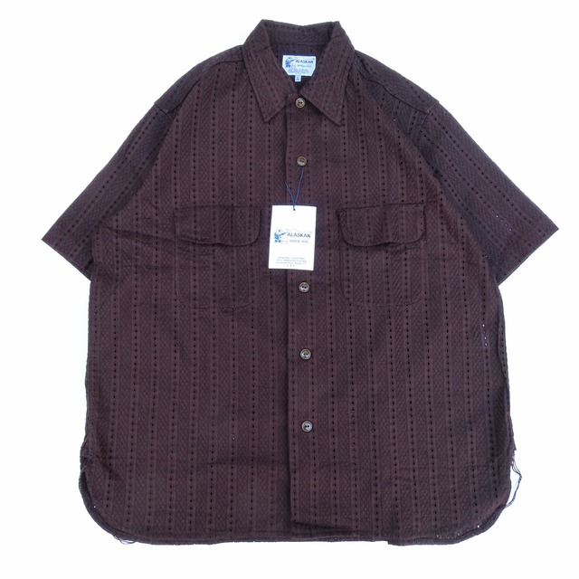 THE ALASKAN (アラスカン) OPEN COLLAR SHIRTS HAKOBA STRIPE ブラウン