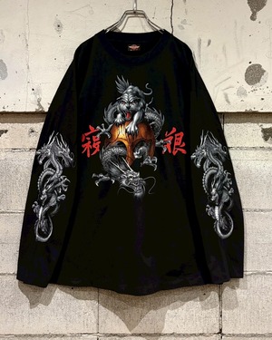 【Caka otto】"虎" × "龍" Print Design Loose L/S T-Shirt