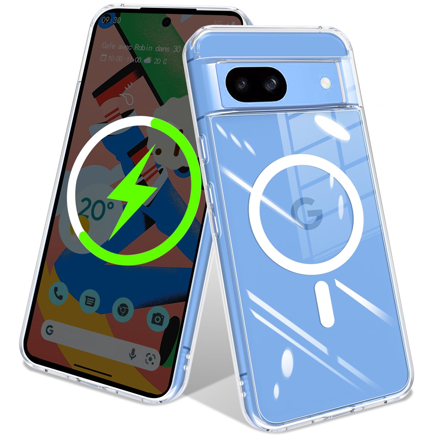 【米軍MIL規格・Magsafe対応】 Google Pixel 8A ケース 透明 指紋防止 黄変防止 耐衝撃 可愛い ストラップホール付き グーグルピクセル 8aカバー マグセーフ対応 ワイヤレス充電対応
