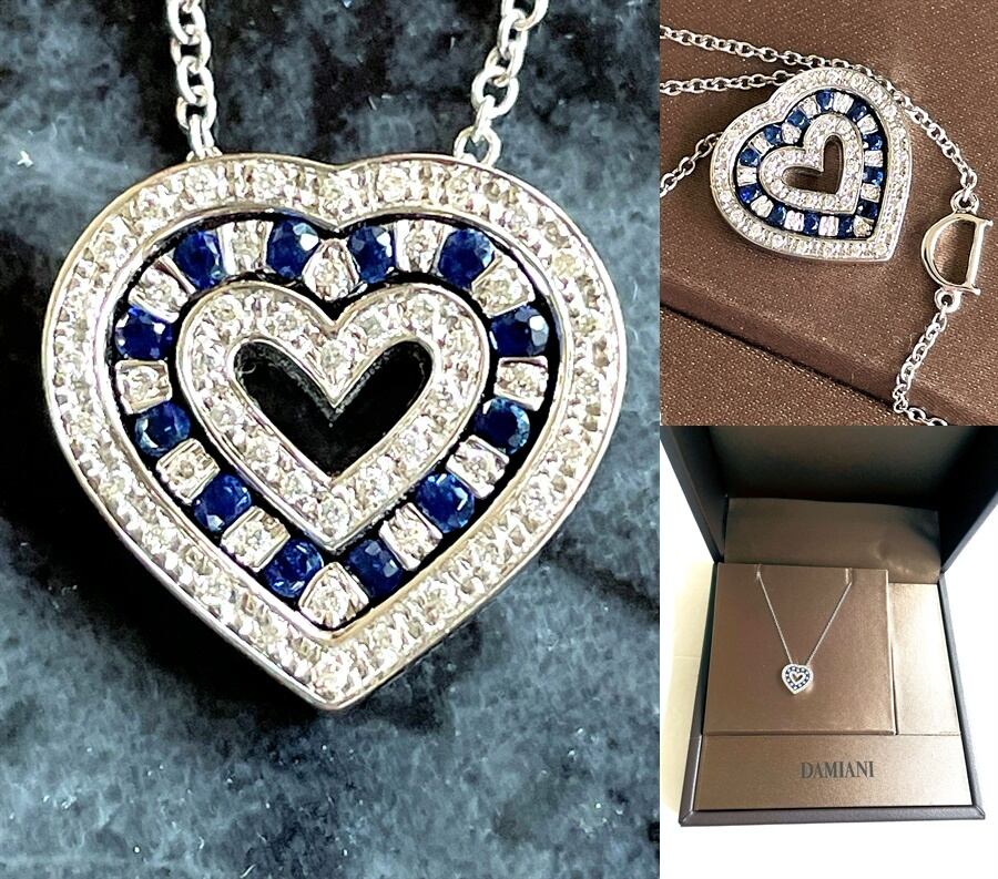 DAMIANI ダミアーニ ベルエポック ハート K18 WG パヴェ ダイヤモンド サファイア ネックレス