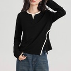 knit slit layered tops / l1011