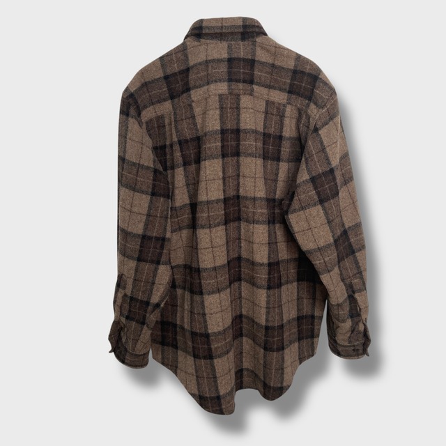 90s バナナリパブリック バナリパ チェック柄ウールシャツ ブラウン S