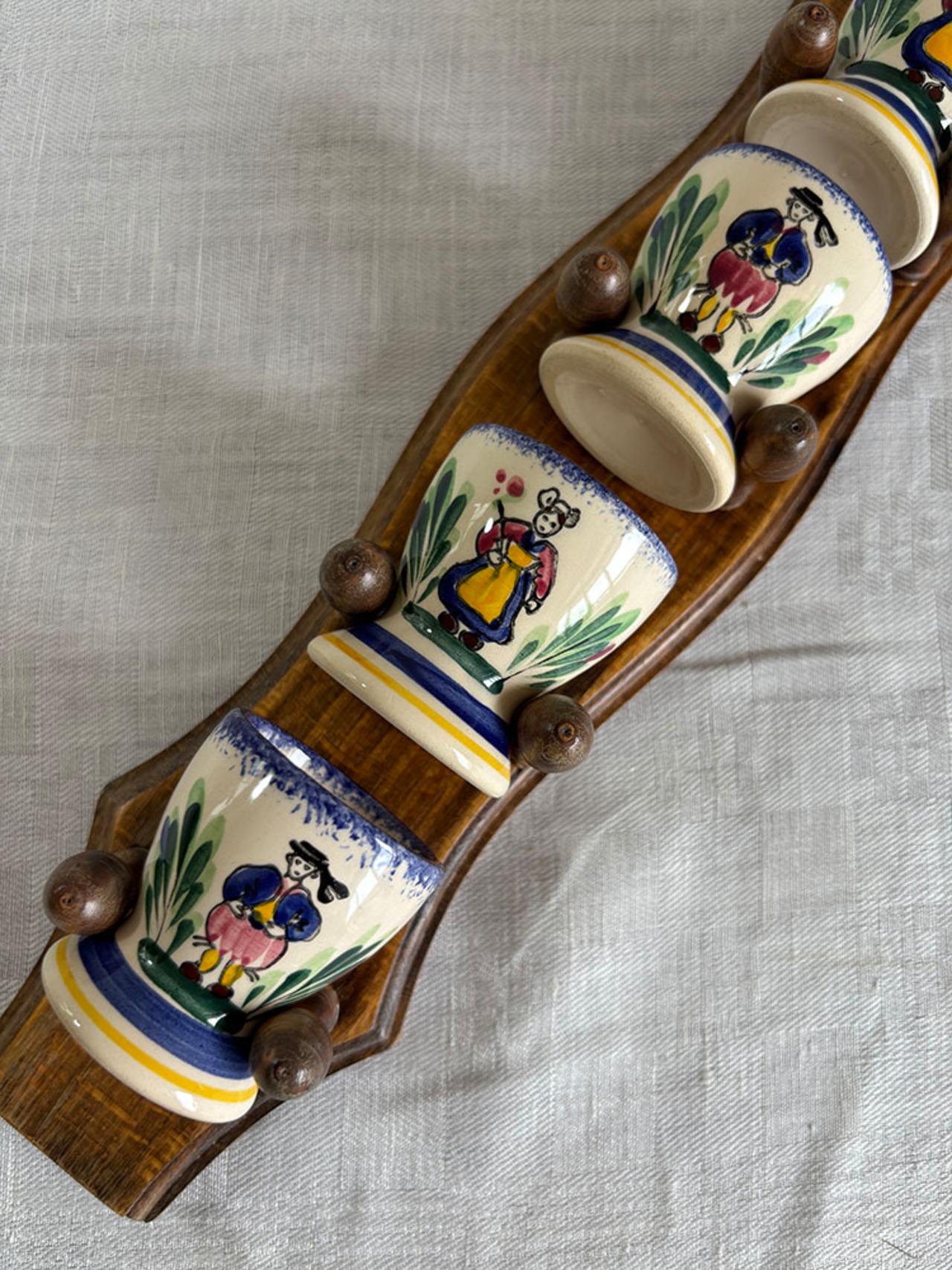 エッグスタンドセット　木製台つき　壁掛け　6個セット　エッグホルダー　カンペール　12tweh2