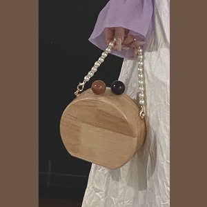 お嬢様の2way木製ショルダーバッグ