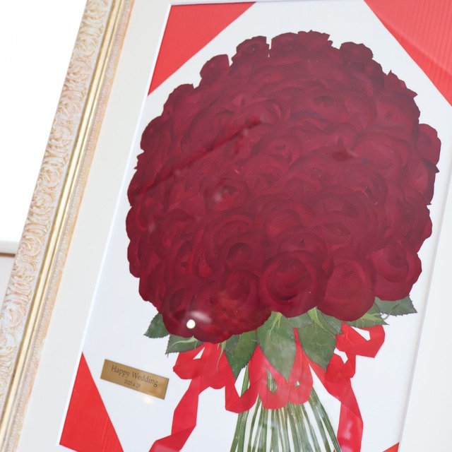 【ブーケスタイル・70〜108輪用】大切なお花（ブーケ）を押し花＋額装します