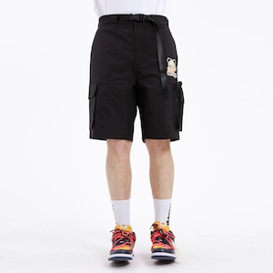 送料無料 【HIPANDA ハイパンダ】メンズ ショート パンツ MEN'S SHORT CARGO PANTS / BLACK