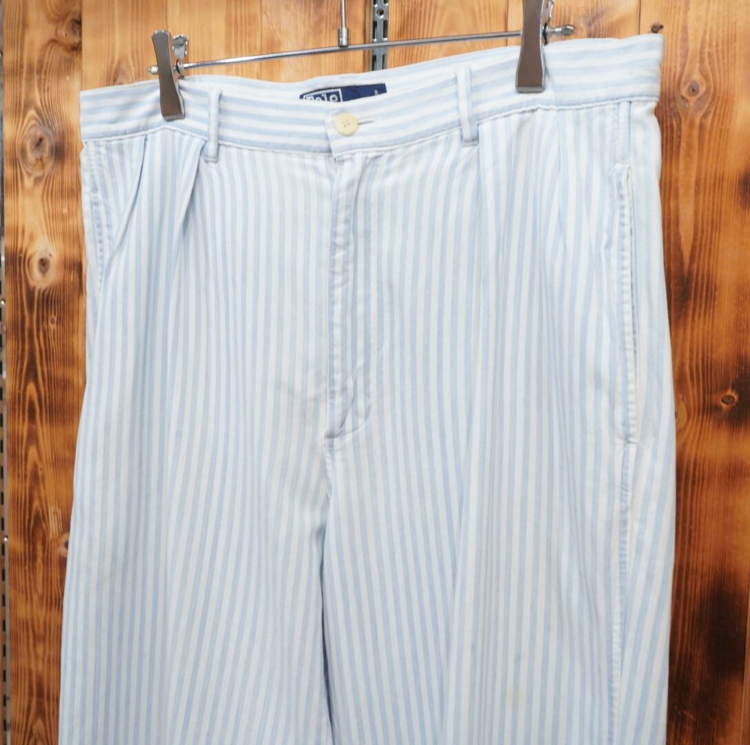 90s ralphlauren ストライプ パンツ W33 /ラルフローレン | 古着屋