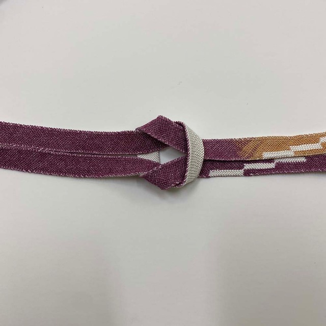 夏帯締め 新品 帯〆 夏物小紋 紬 訪問着 振袖 普段着用 礼装用 お洒落 正絹 絹100％ 和装小物 オレンジ 紫色 3019