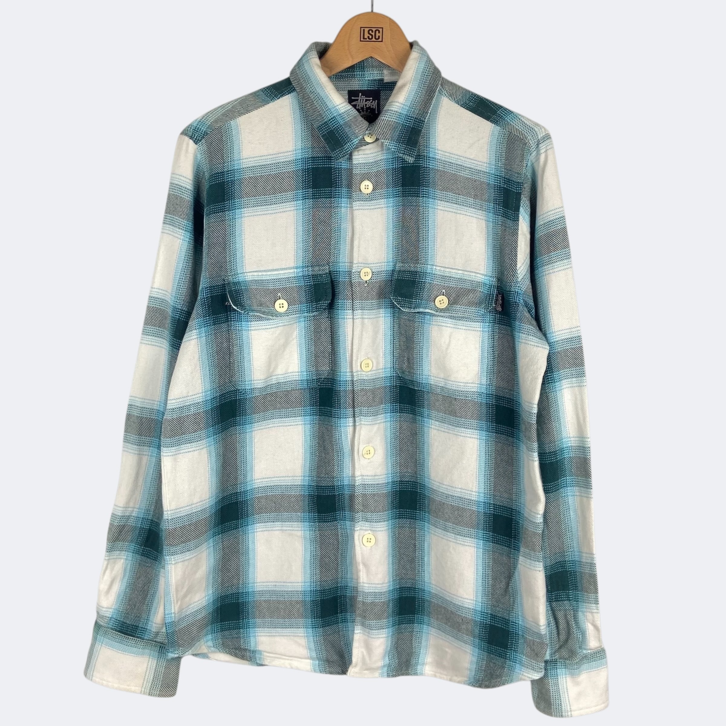 00s STUSSY Ombre Check Flannel Shirt ステューシー オンブレ