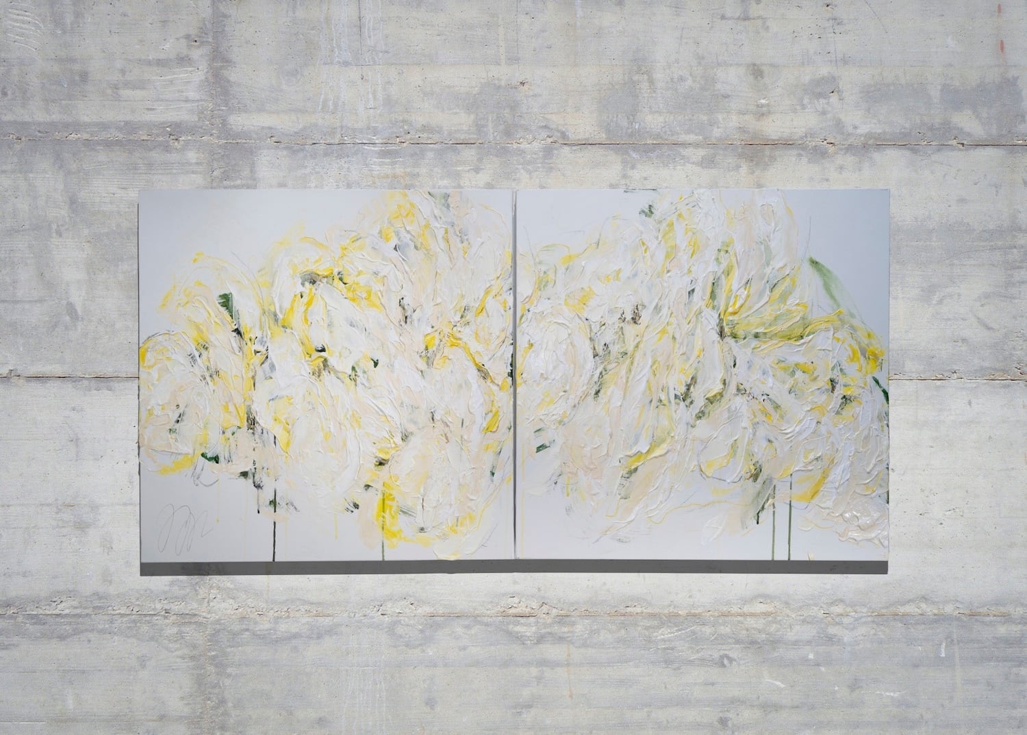 Flowers / 黄色い花をテーマにした現代アート作品 2連キャンバス 絵画販売