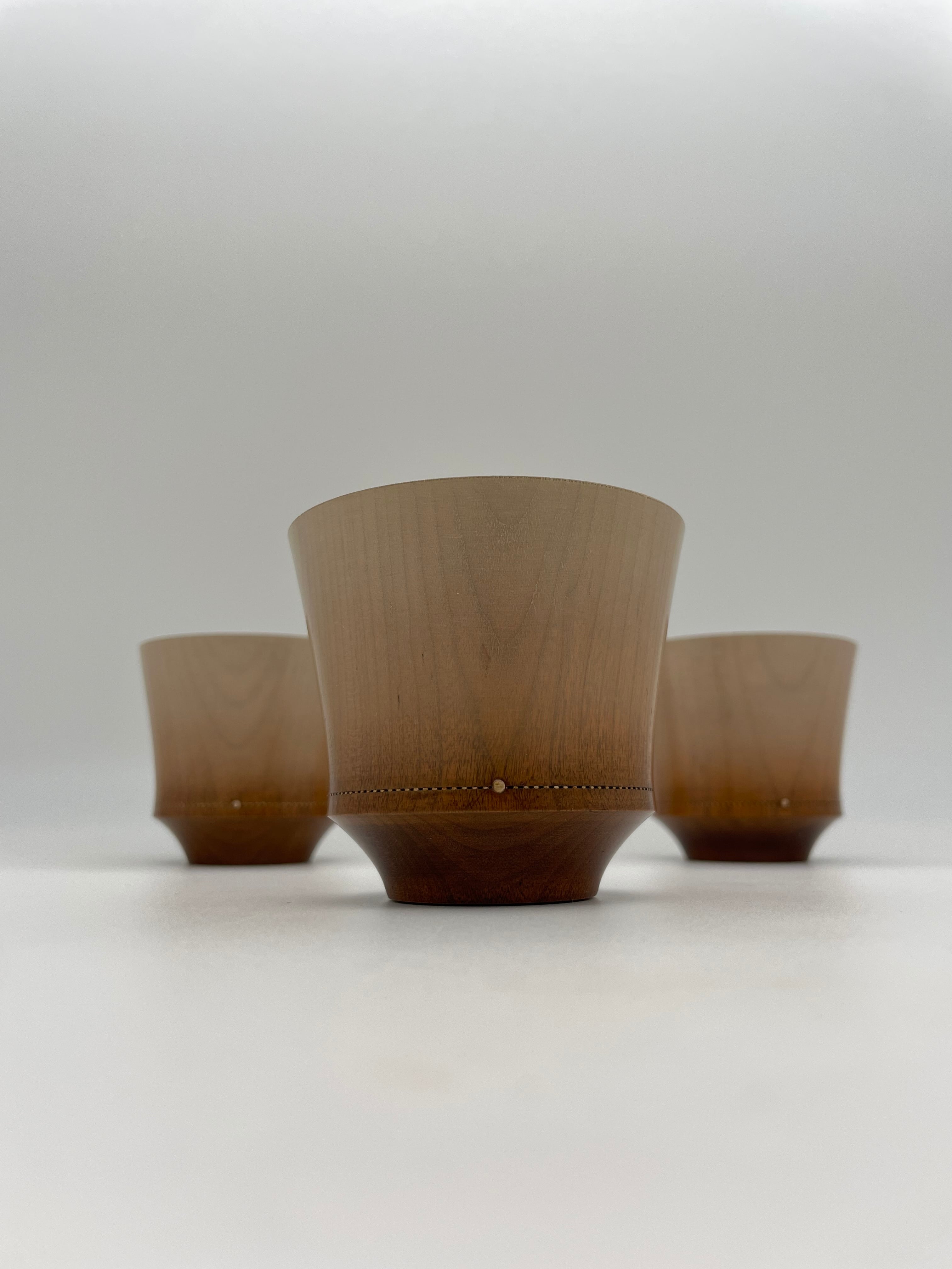 橅造銀線象嵌白ぼかしカップ - Beech silver inlay gradation