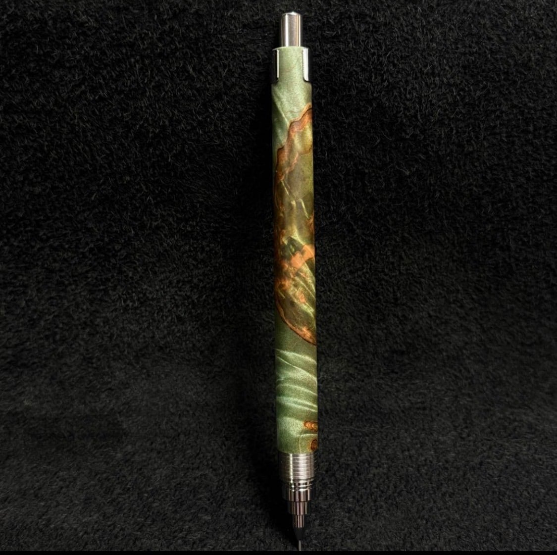 262栃トラ杢スタビ 木製シャーペン 超低重心溝付き ステンレス | handwood