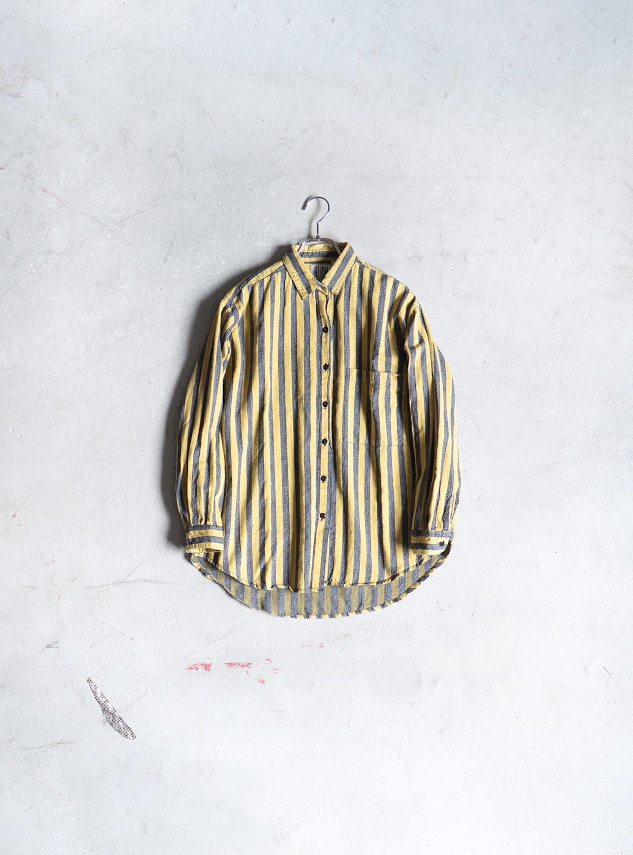 "Helium" 1990s Yellow black chambray stripe shirt
