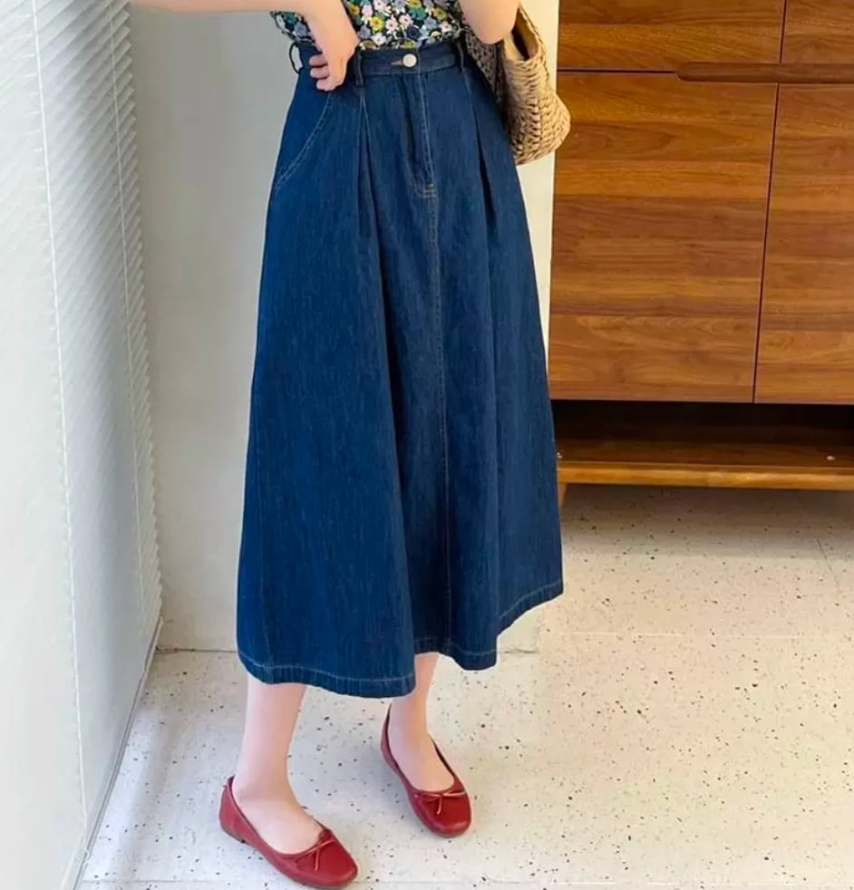 142cm〜 デニムフレアスカート