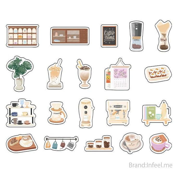 ★新品★メルティカフェ  フレークシール  4種セット フレークシール 今日もカフェ ボタニカル | rocca rocco
