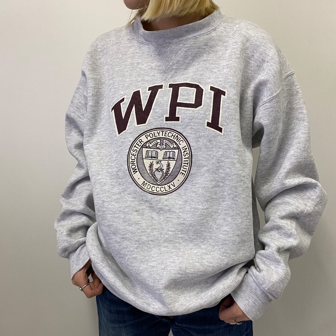 90年代 WPI カレッジ ロゴプリント スウェットシャツ メンズL相当 古着 