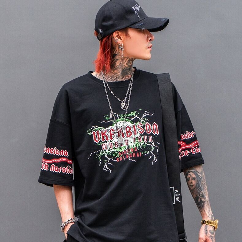 全2色 Tシャツ カットソー プリント カジュアル ストリート 