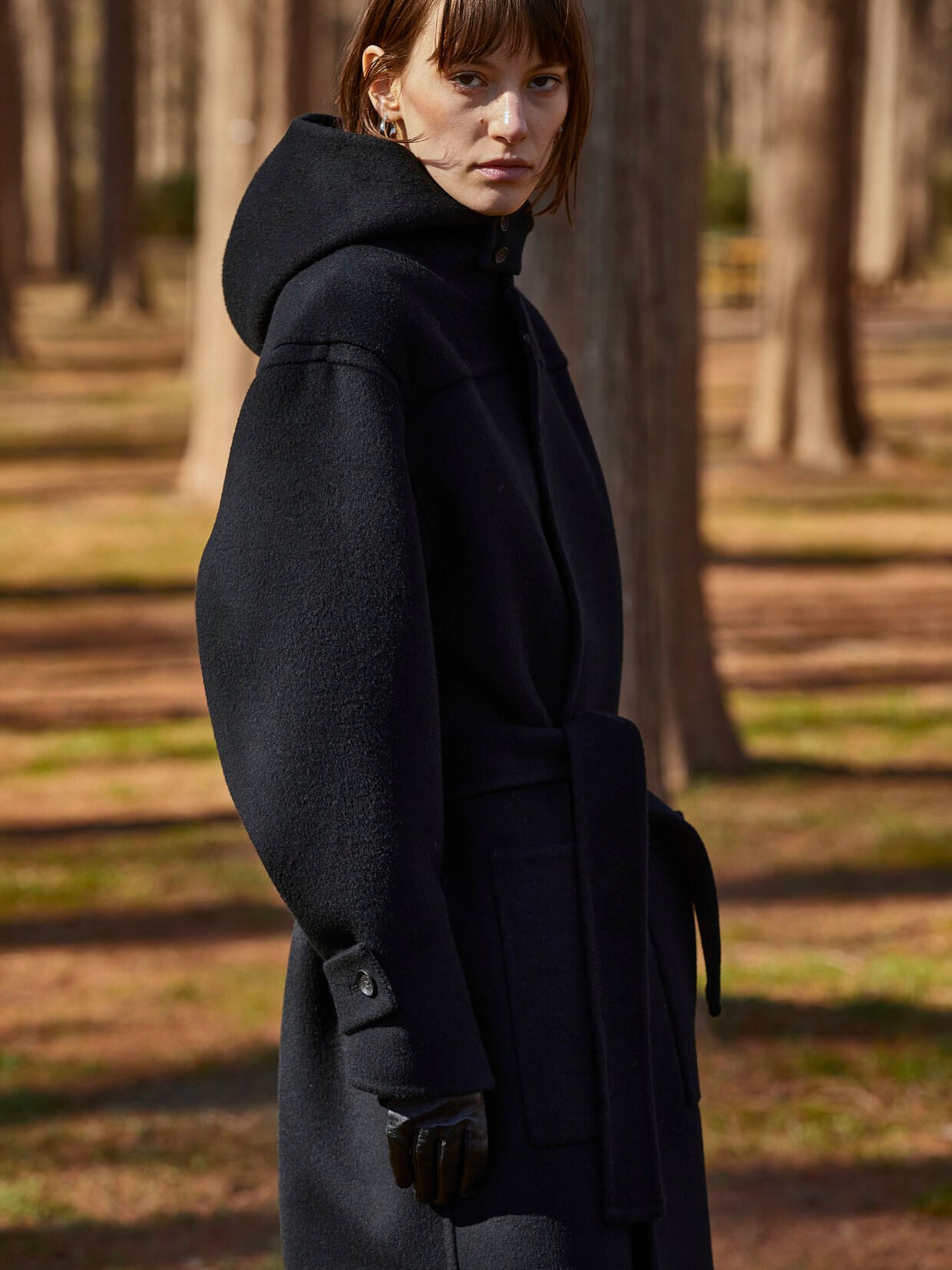 ポステレガント Dry Wool Rever Hooded Coat ネイビー