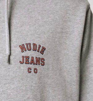 Nudie jeans ヌーディージーンズ  2021Fall Franke Logo Hoodie Greymelange パーカー